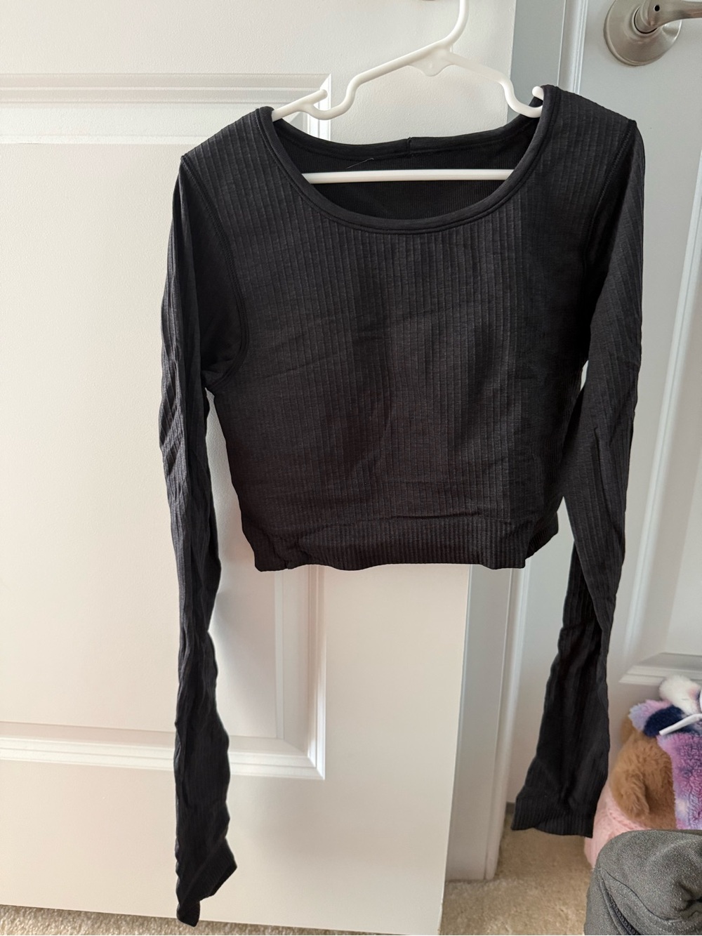 lululemon athletica Black Ribbed Long-Sleeve Crop Top